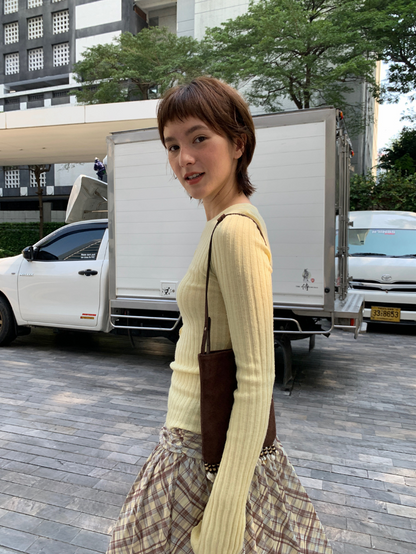 [ Influencer Recommend ]【一部即納】フロントカットアウトリブニットトップス