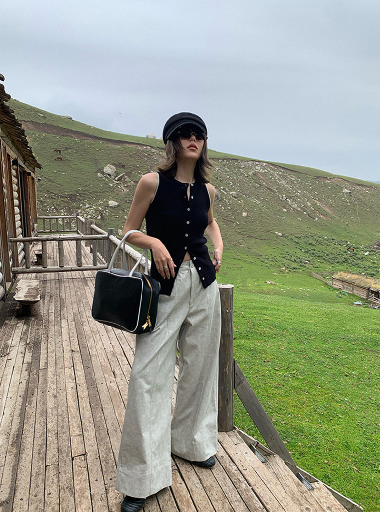 ノースリーブリブニットカーディガンベスト