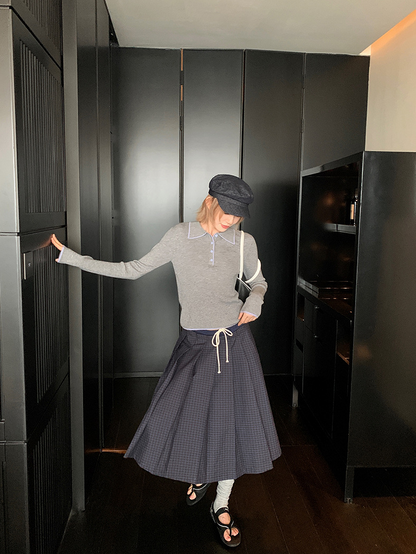 ステッチ カラーニットポロ