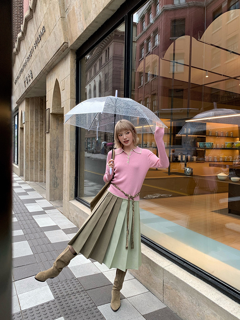 ステッチ カラーニットポロ