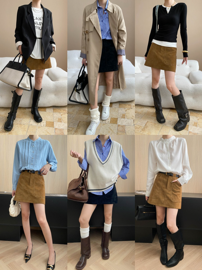 フェイクスエードAラインミニスカート