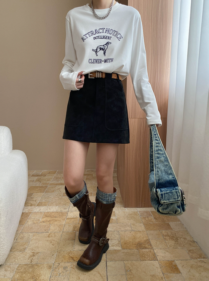 フェイクスエードAラインミニスカート