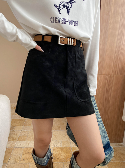 フェイクスエードAラインミニスカート