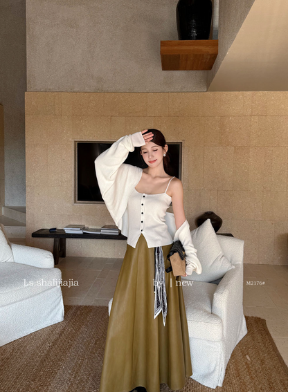 【即納】カーディガンセットリブキャミソール