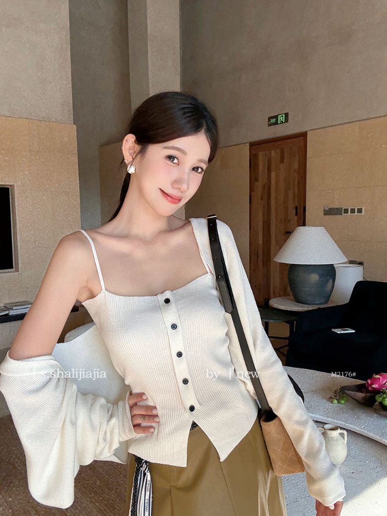 【即納】カーディガンセットリブキャミソール