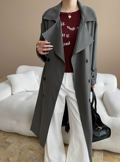 ダブルボタンロングトレンチコート