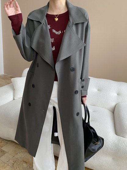 ダブルボタンロングトレンチコート