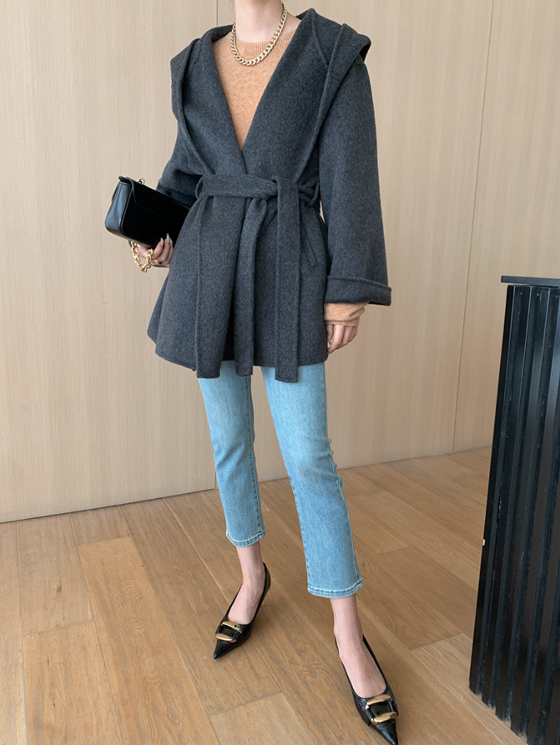 フード付きショートコート