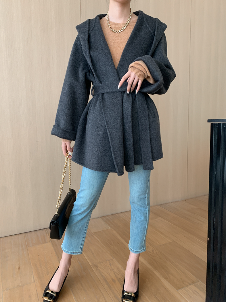 フード付きショートコート