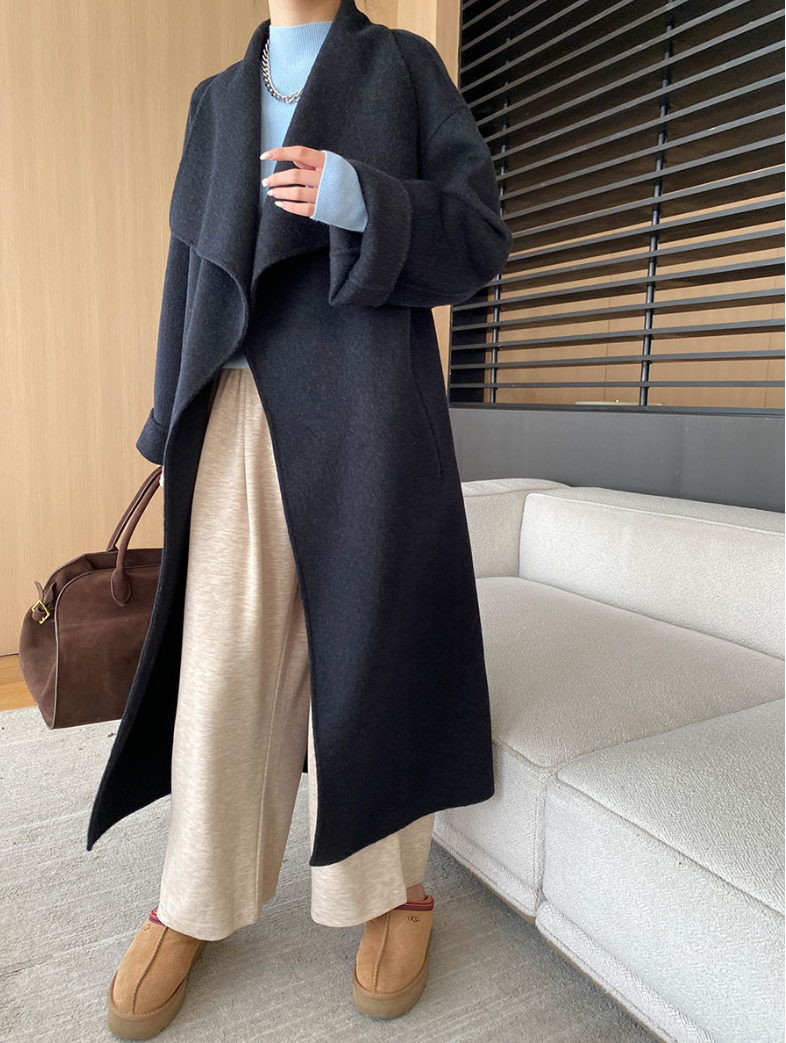 ウールブレンドオーバーサイズロングコート