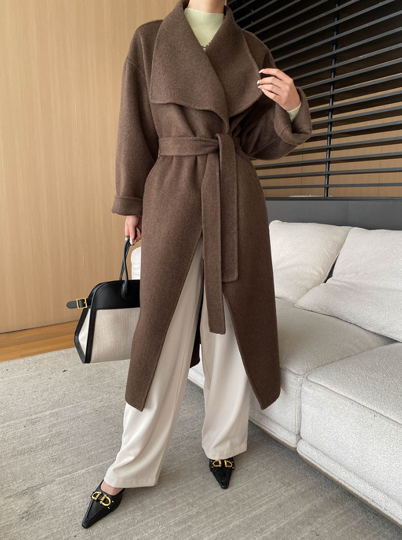 ウールブレンドオーバーサイズロングコート