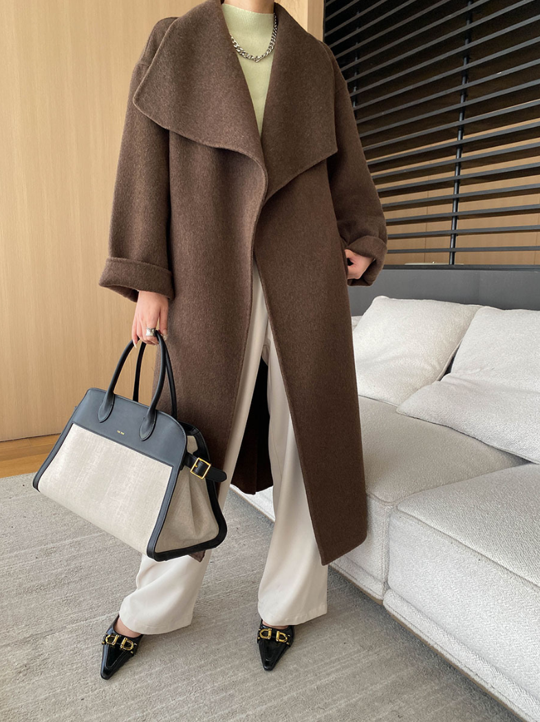 ウールブレンドオーバーサイズロングコート