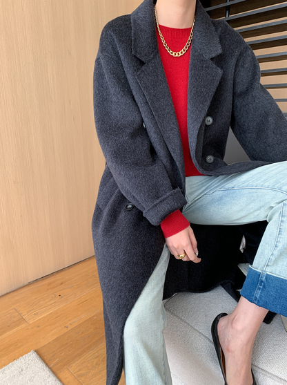 ダブルブレストウールロングコート