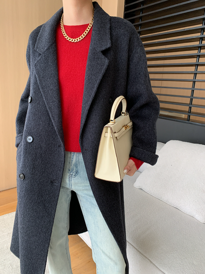 ダブルブレストウールロングコート