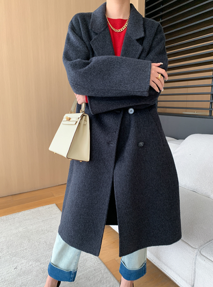 ダブルブレストウールロングコート