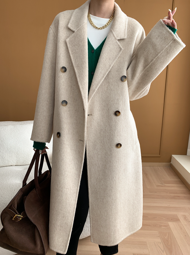 ダブルブレストウールロングコート