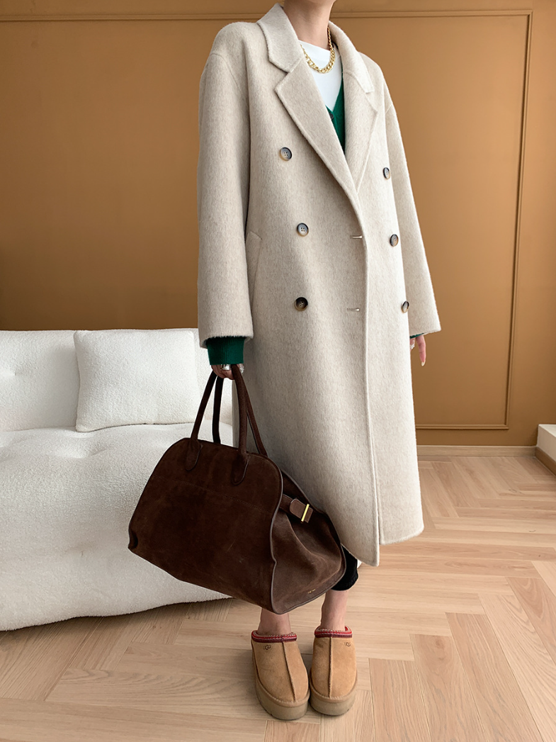 ダブルブレストウールロングコート