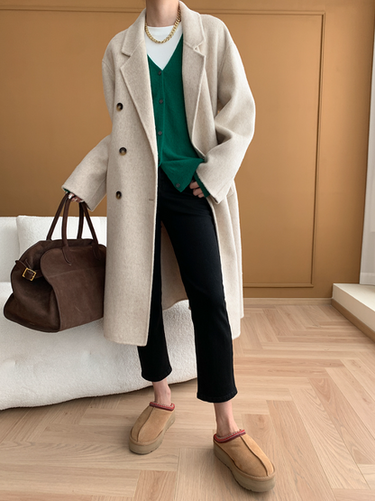 ダブルブレストウールロングコート