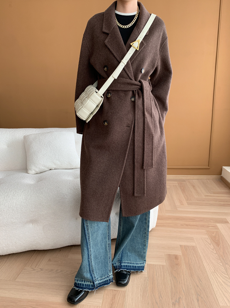 ダブルブレストウールロングコート