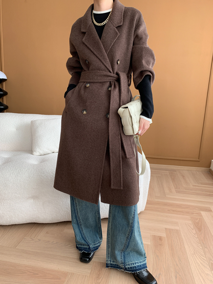 ダブルブレストウールロングコート