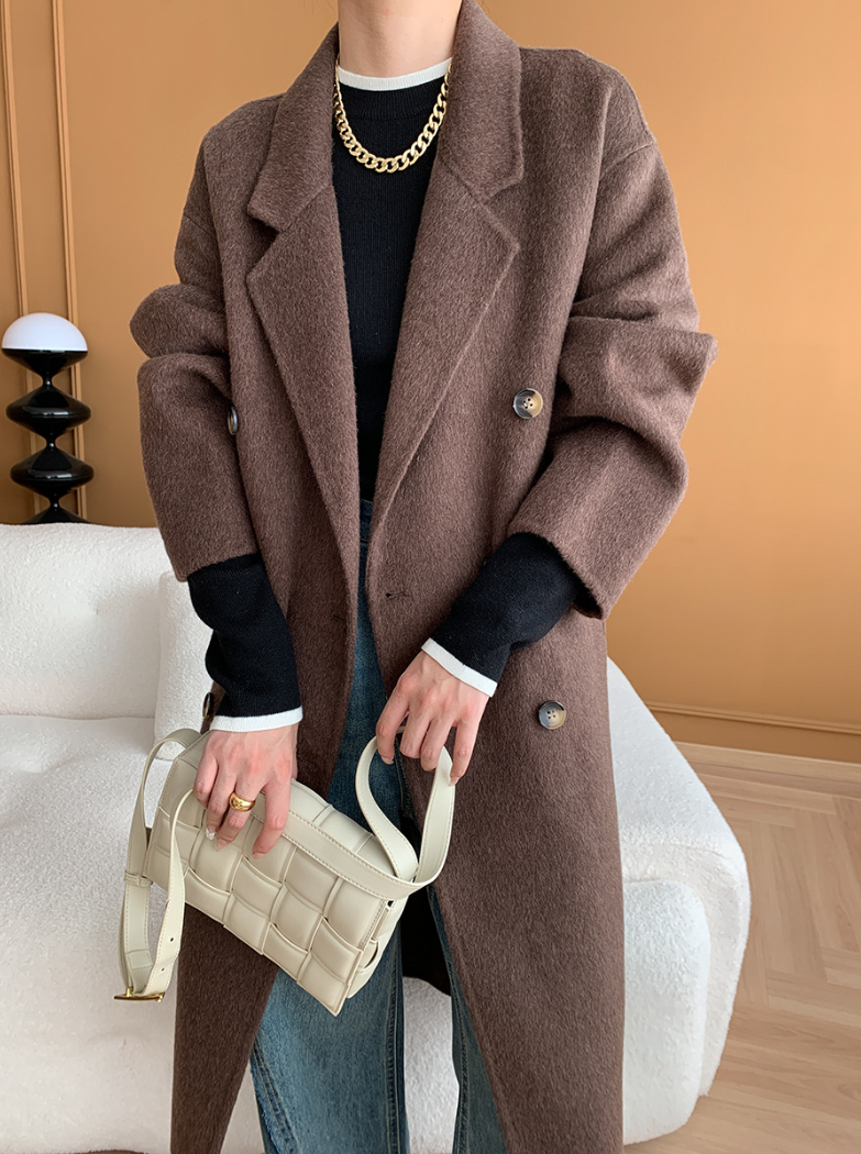 ダブルブレストウールロングコート