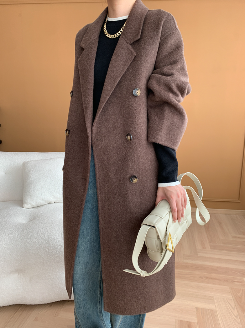 ダブルブレストウールロングコート