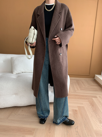 ダブルブレストウールロングコート