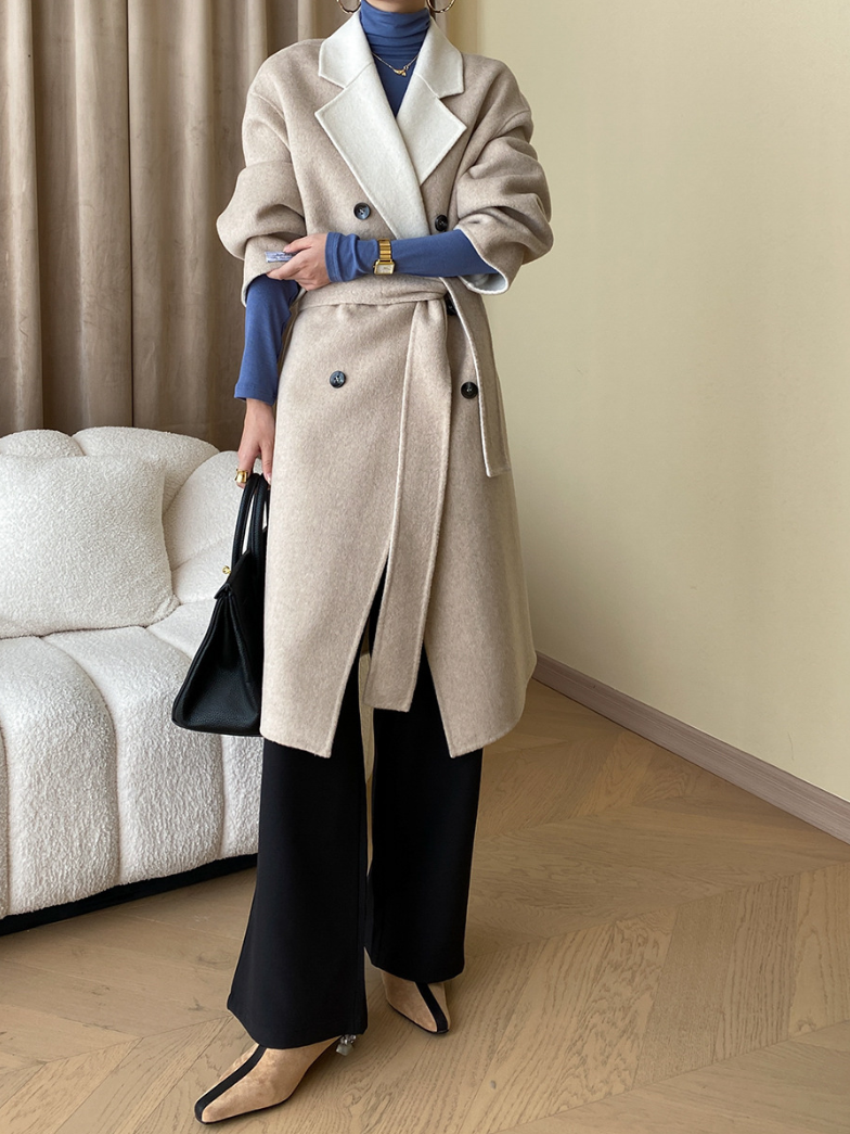 リバーシブルウールブレンドダブルブレストコート