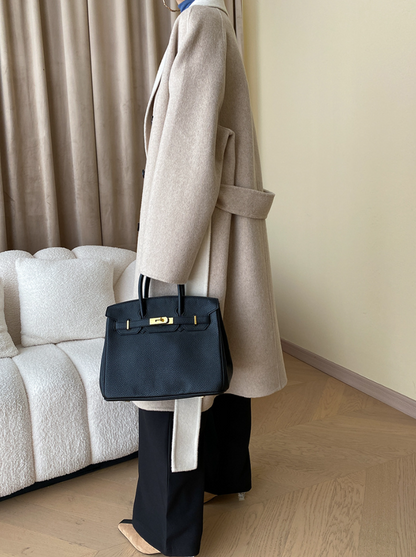 リバーシブルウールブレンドダブルブレストコート