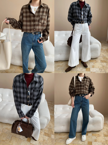 チェックオーバーサイズシャツ