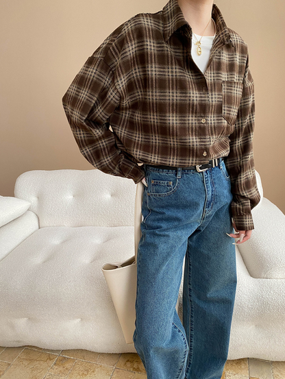 チェックオーバーサイズシャツ