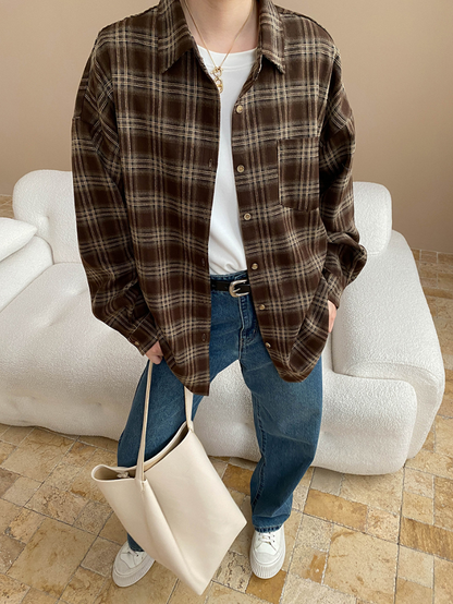 チェックオーバーサイズシャツ