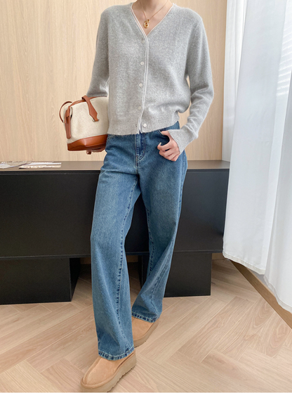 フェザータッチVネックカラーカーディガン