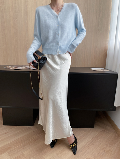 フェザータッチVネックカラーカーディガン