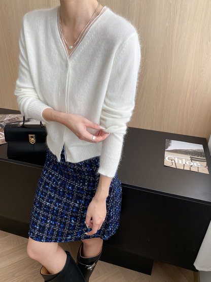 フェザータッチVネックカラーカーディガン