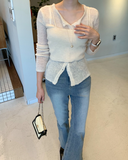 【一部即納】セミシアーカーデ×キャミソール セットトップス