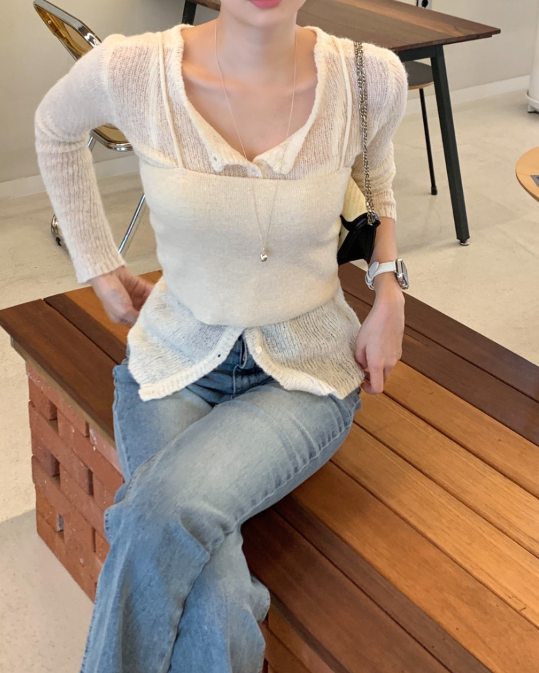 【一部即納】セミシアーカーデ×キャミソール セットトップス