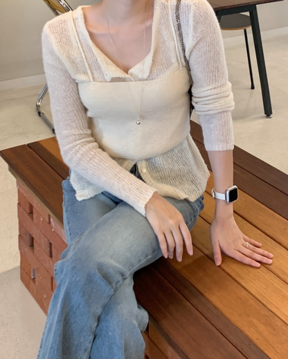 【一部即納】セミシアーカーデ×キャミソール セットトップス