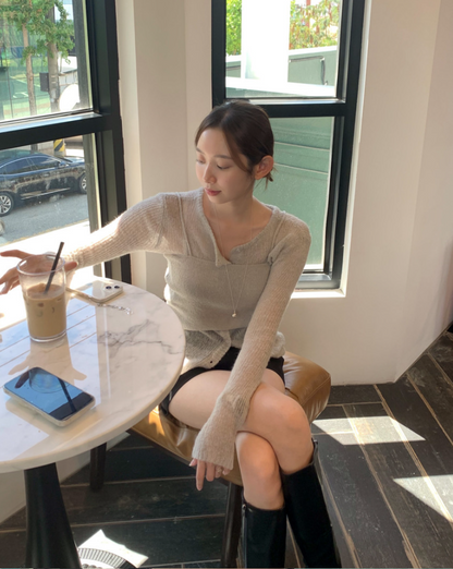 【一部即納】セミシアーカーデ×キャミソール セットトップス