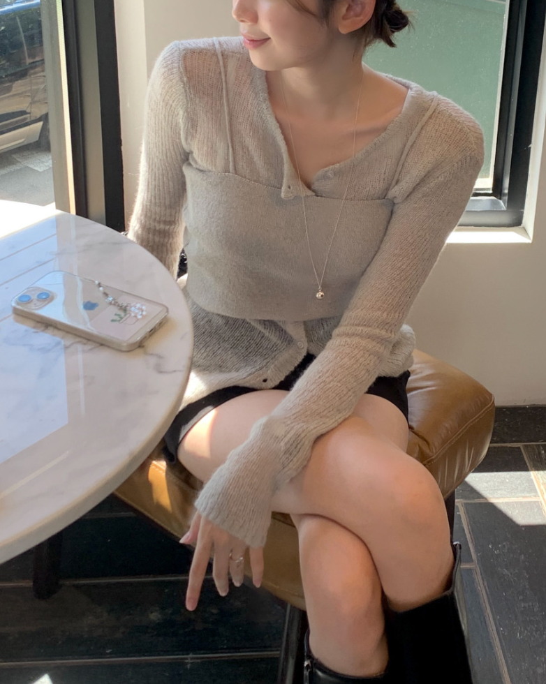 【一部即納】セミシアーカーデ×キャミソール セットトップス