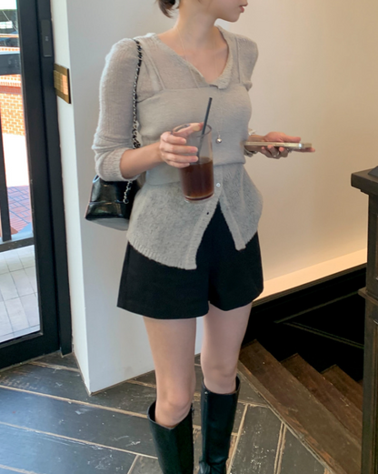 【一部即納】セミシアーカーデ×キャミソール セットトップス