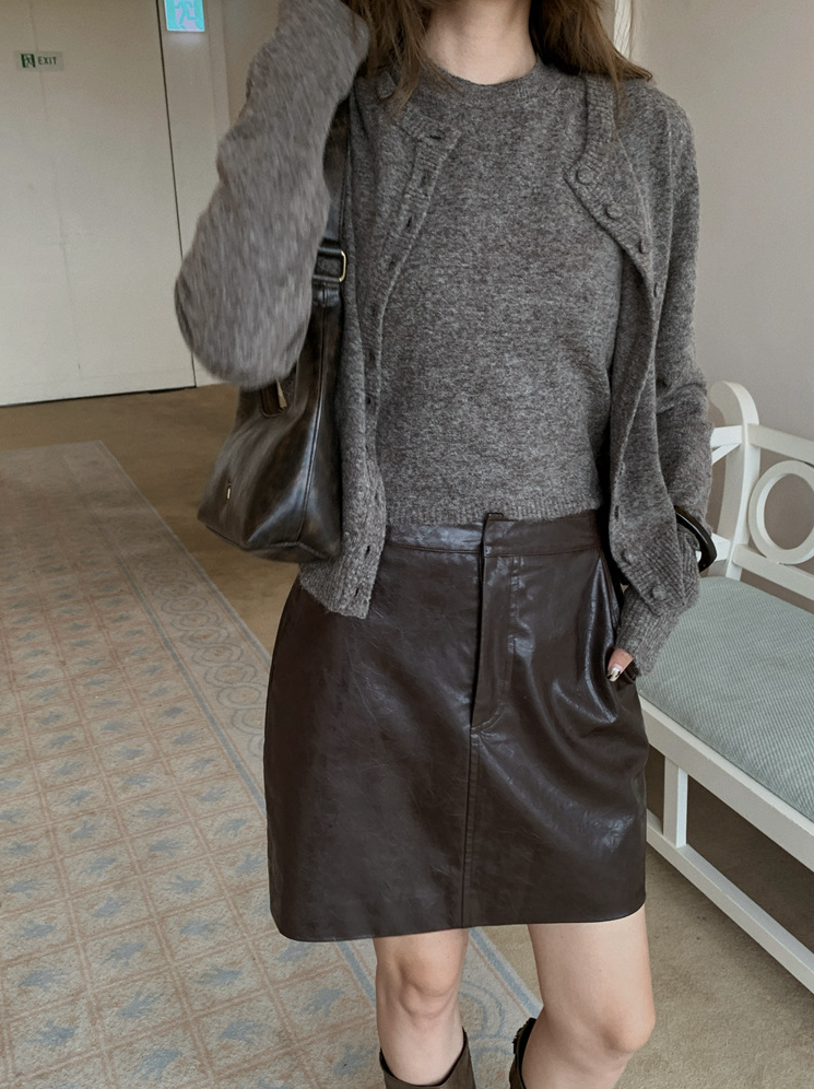 ボタンカーディガン×ノースリーブニット セットトップス