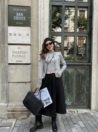 ボタンカーディガン×ノースリーブニット セットトップス