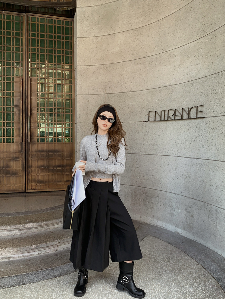 ボタンカーディガン×ノースリーブニット セットトップス