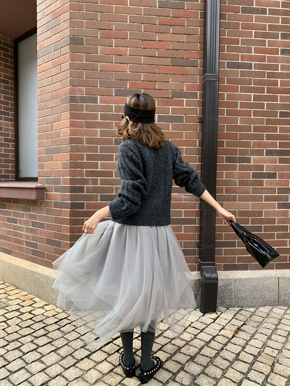 ケーブルニットクルーネックプルオーバー