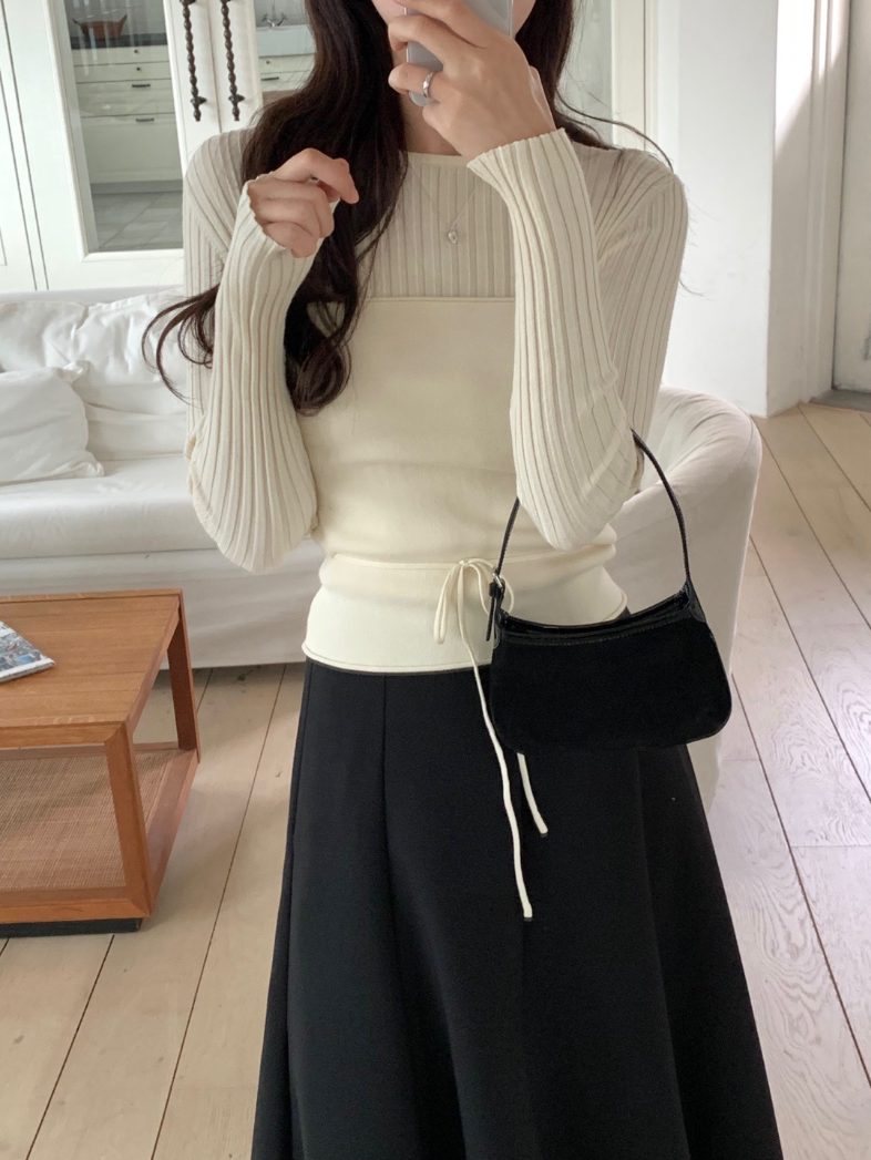 リブコンビウエストリボントップス