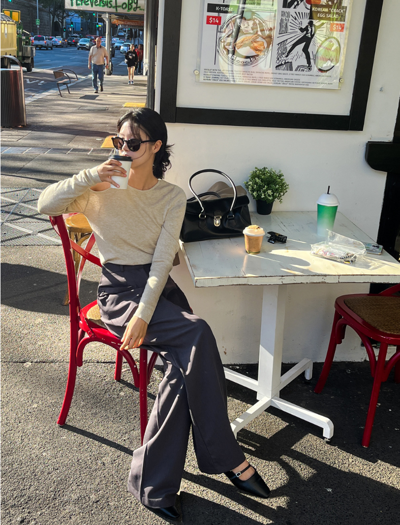 【即納】アシメショルダーニットトップス