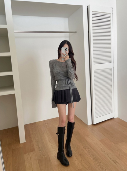 【即納】シアーニットキャミレイヤードトップス