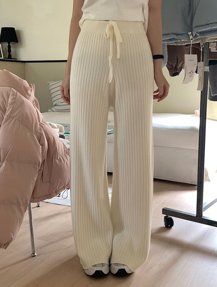リブニットワイドパンツ