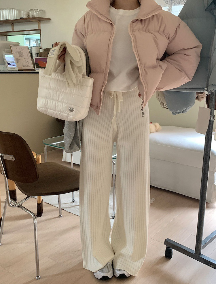 リブニットワイドパンツ